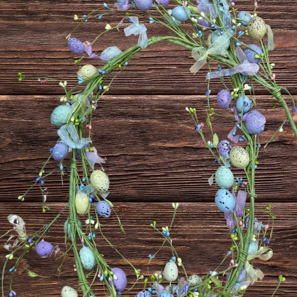 Easter Garland 5FT & Wreath Combo with Colorful Easter Eggs & Berries - Picture 2 of 4
